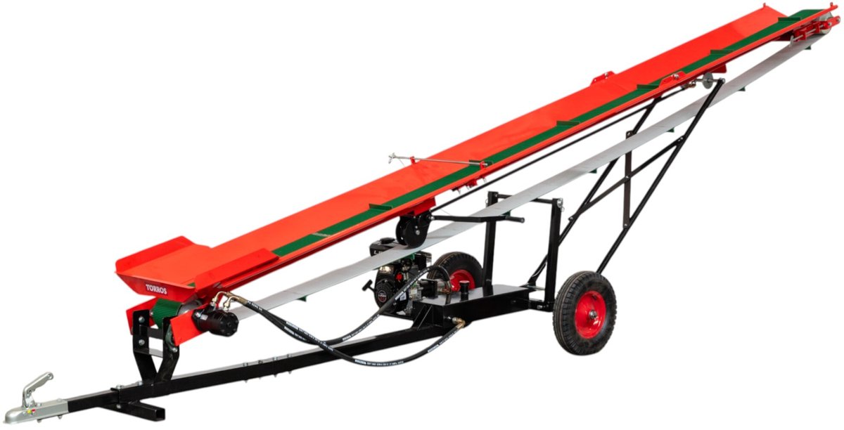 Transportband 5 meter brandhout met benzinemotor 2,5 pk Stattos HTB50