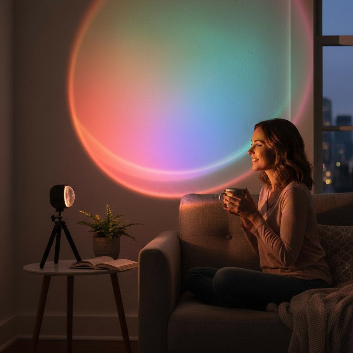 Sunset Lamp - incl afstandbediening - Tiktok Projectielamp - Sfeer Projector - Verlichting - 16 kleuren - Luft – foto 6