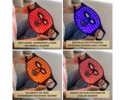 Led gezichtsmasker lichttherapie wit - incl. Travel bag - Voor strakke huid met minder rimpels - huidverjongingsapparaat voor gezicht - Anti-aging LED masker met rood licht therapie - Red Light therapy mask