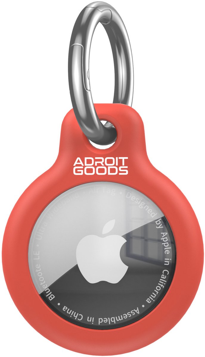 AdroitGoods Ronde TPU Beschermhoes – Geschikt voor Apple AirTag – Spatwaterbestendige Sleutelhanger Case - Rood