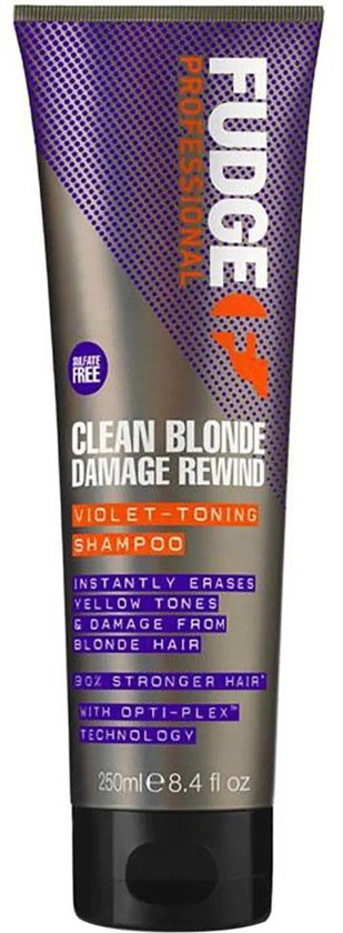 Fudge Professional Clean Blonde Damage Rewind Purple Toning Shampoo 250ml Unisexe Professionnel Shampoing