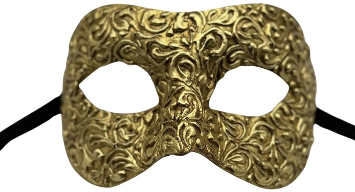 Venetiaans masker goud voor volwassenen, handgemaakt - Luxe gala masker goud- Venetiaans masker heren.