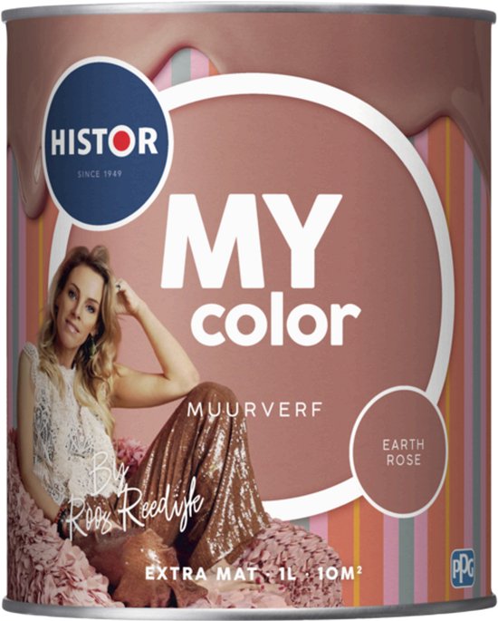 Histor MY Color Muurverf Extra Mat – Intense Kleurkracht – Extra Dekkend en Vochtregulerend – Geurarm en Oplosmiddelvrij – Voor Binnen – Earth Rose – 1L - Roze - Limited Edition - By Roos Reedijk