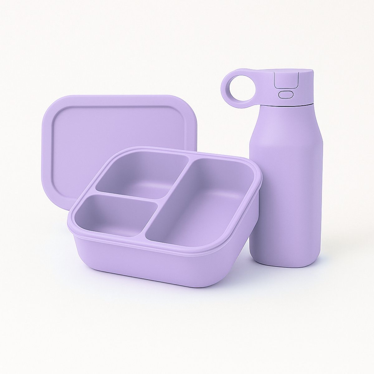 Velini Siliconen Lunch- en Drinkbeker Set - Paars - Duurzaam & Herbruikbaar