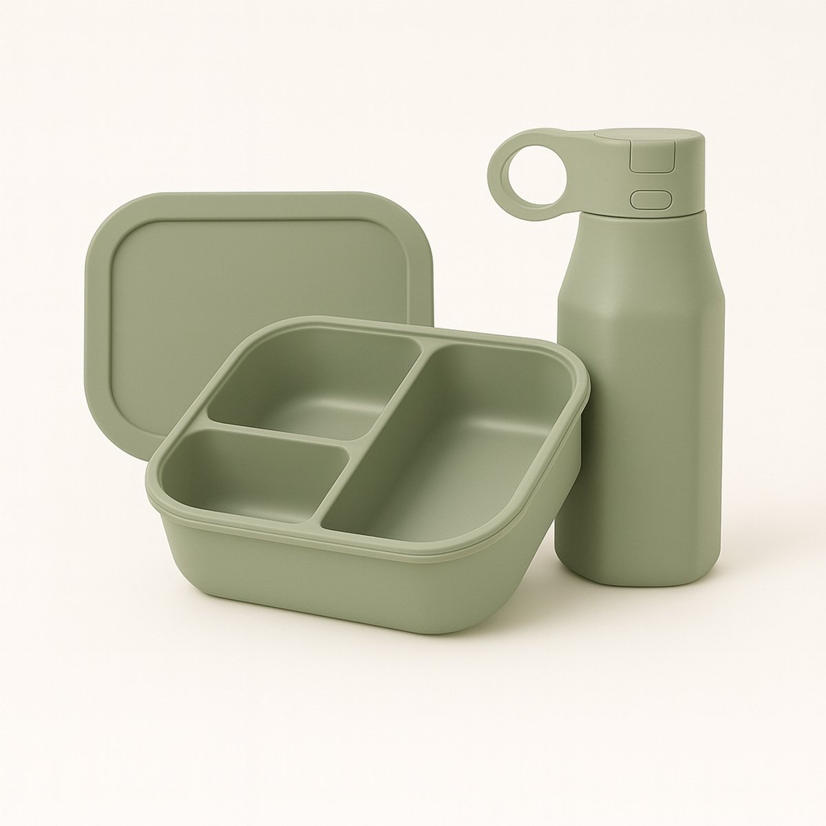 Velini Siliconen Lunch- en Drinkbeker Set - Groen - Duurzaam & Herbruikbaar