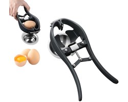 Eieropener van roestvrij staal - Handzame eierkraker - Automatische eierscheider - Met eidooierscheidingsfunctie - Snijdt gemakkelijk eierschalen - Creatieve keukengadget - Geschikt voor het openen van eieren en het scheiden van eidooiers - Zwart
