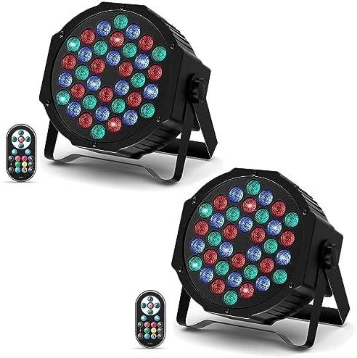 EXCITAT Podiumverlichting - Discoverlichting - Feestverlichting - LED-spots - 7 lichtstanden - DJ-verlichting - Geschikt voor feesten, bars, podia, kerst, bruiloften - 2 stuks