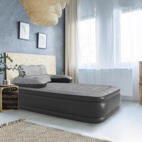 Luchtbed 1 Persoon met Rugleuning - Zelfopblazend Luchtmatras met Elektrische Pomp - Comfortabel Campingbed & Logeerbed - 190×100×42 cm van Merkloos — afbeelding 3