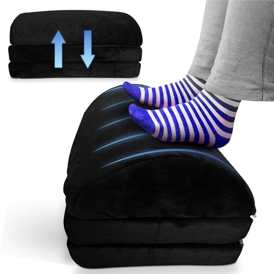Voetensteun met Voetwarmer – 3 Verstelbare Hoogtes – Wollen Zachte Voering – Ergonomisch Comfort Onder Bureau & Thuis