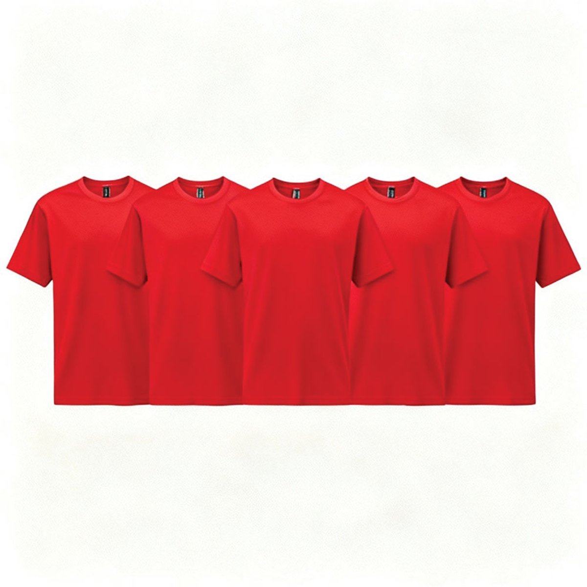 Heren T-shirt Rood - 5 stuks - Goede pasvorm - Basic Blanco Shirt -5 pack -Regular fit - 100% Katoen - Comfortabel - Gildan