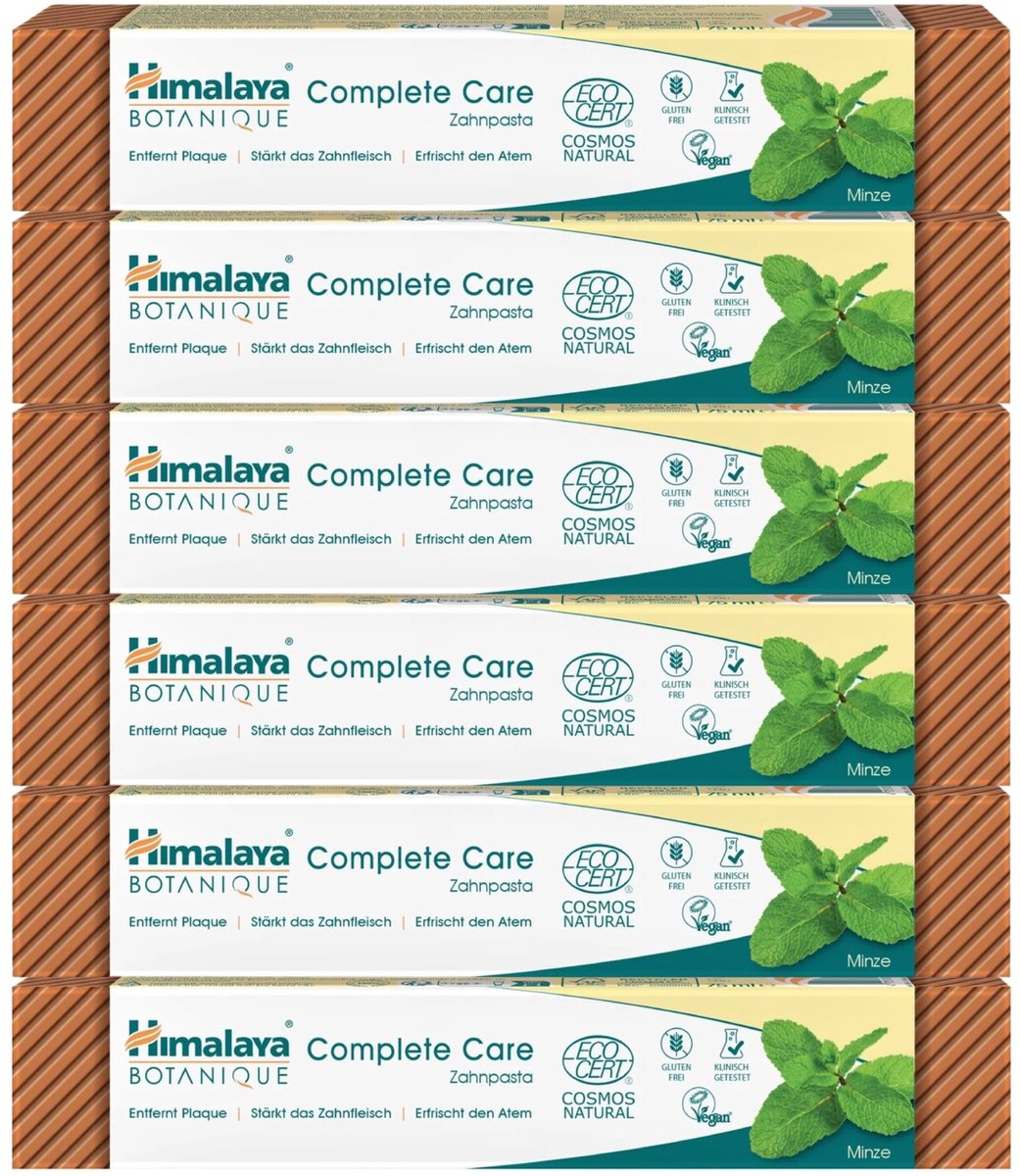 Himalaya Botanique Complete Care Toothpaste Mint – 6 x 75 ml – Voordeelverpakking – Biologische Kruidentandpasta – Fluoridevrije Tandpasta – Natuurlijke Mondverzorging