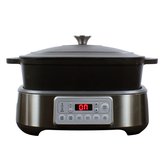 Wartmann Slowcooker - 6 in 1 Multicooker - Gietijzeren Pan - 5,5 liter inhoud - BPA en PFAS Vrij - Geschikt voor gasformuis - Stoomfunctie - Ovenbestendig - WM-2401