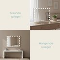 Witte staande spiegel en hangende spiegel met 15 LED lampen.