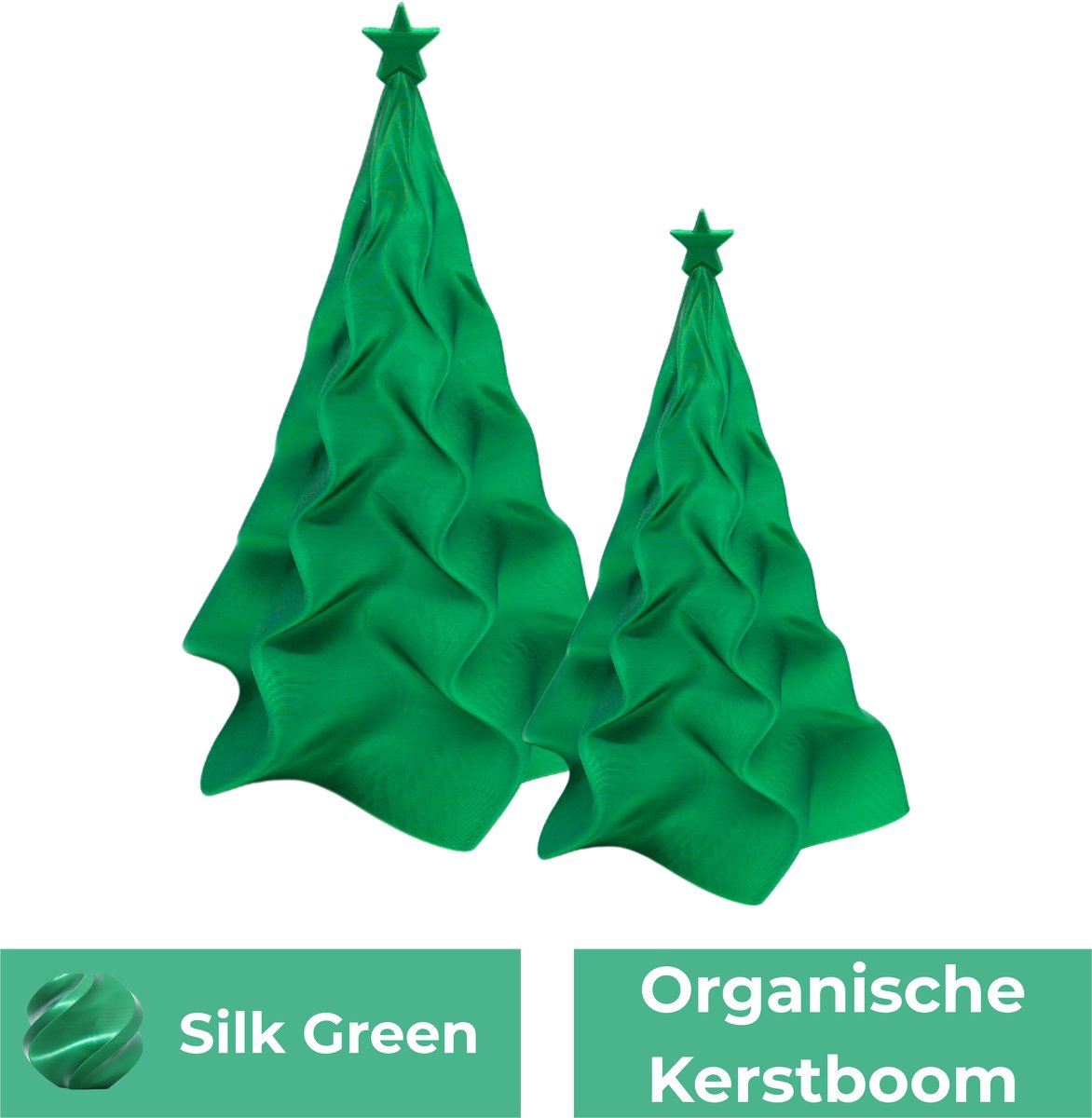 Organische kerstboom set in zijdegroen, 15CM & 20CM - Lovora.
