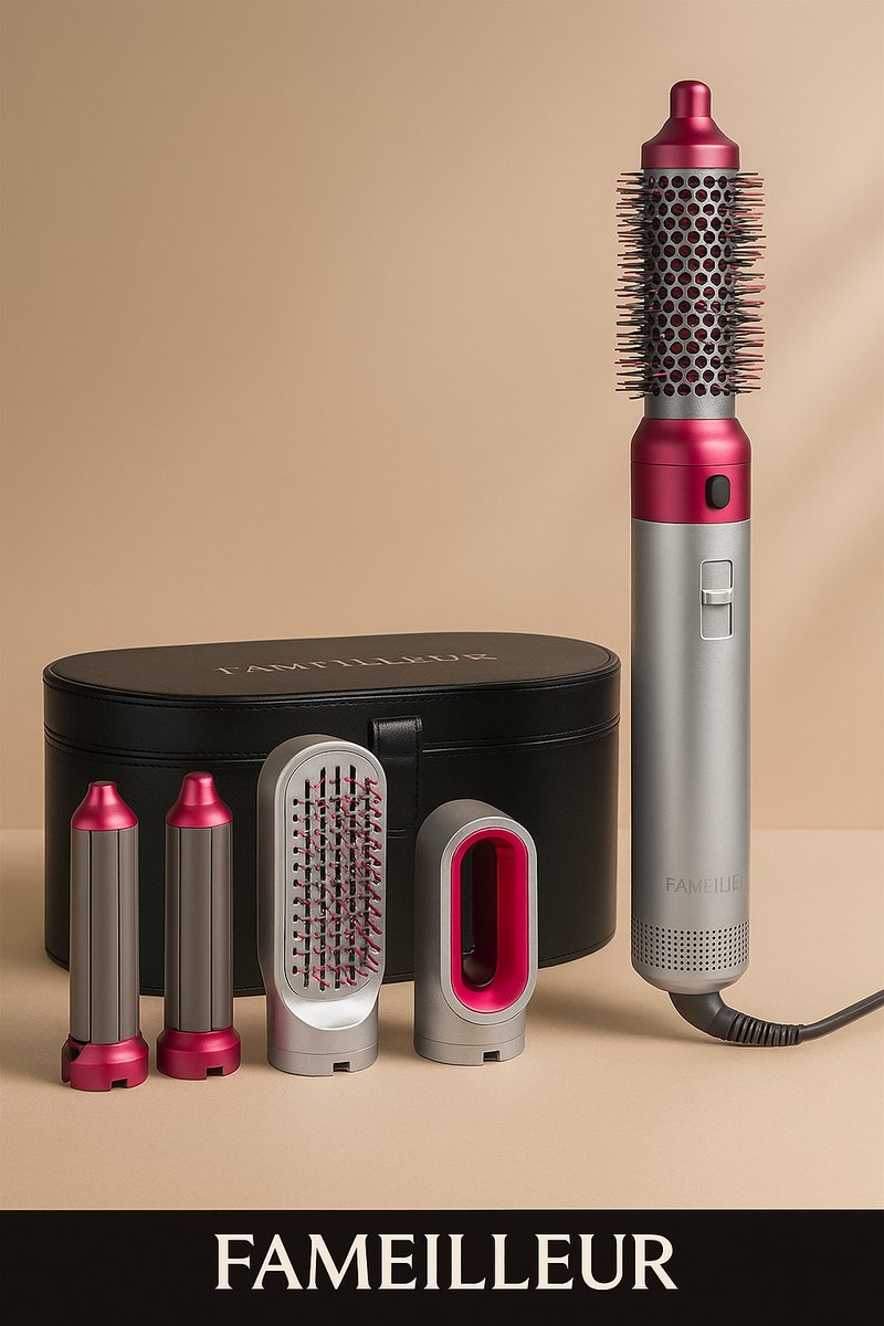 Fameilleur 2026 Model 5-in-1 Föhnborstel Grijs met Opbergcase - afbeelding 3