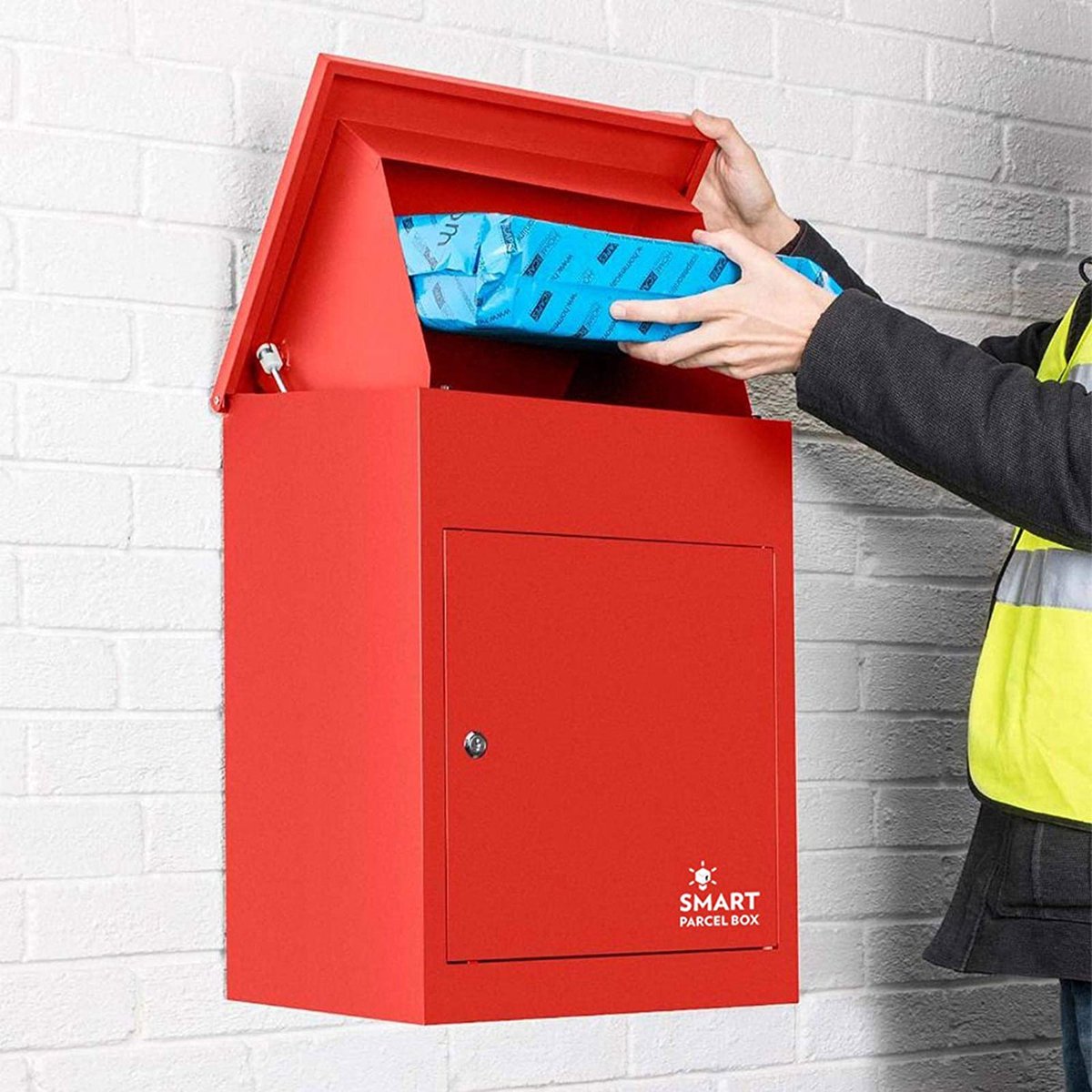 Smart Parcel Box™ Pakketbrievenbus – Pakketbox / Pakketkluis – Gegalvaniseerd Staal – Weerbestendig – Wandmontage – Rood