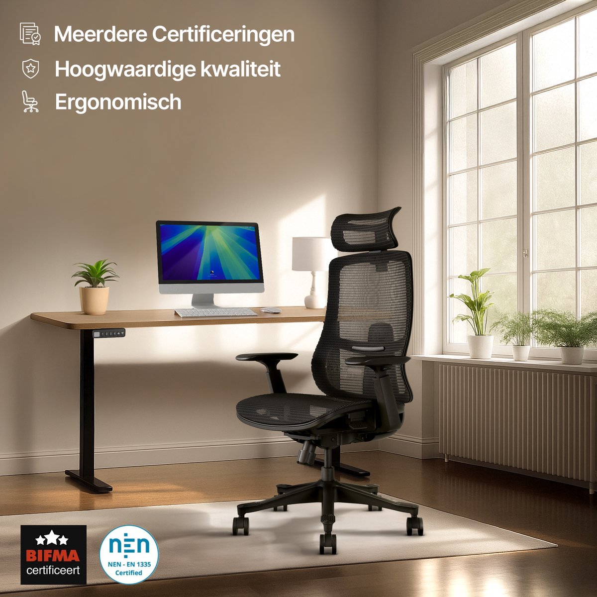 Stane Premium Mesh Ergonomische Bureaustoel - Office Chair - Bureaustoelen voor Volwassenen - NEN-EN1335 thumbnail 6