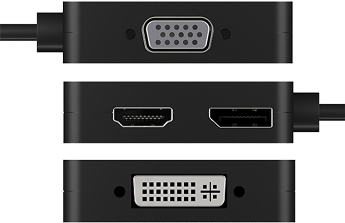 ICY BOX USB-C Adapter [1x USB-C - 4x DisplayPort, HDMI, DVI, VGA] IB-DK1104-C, 4-in-1 Type-C® zu HDMI® oder DisplayPort