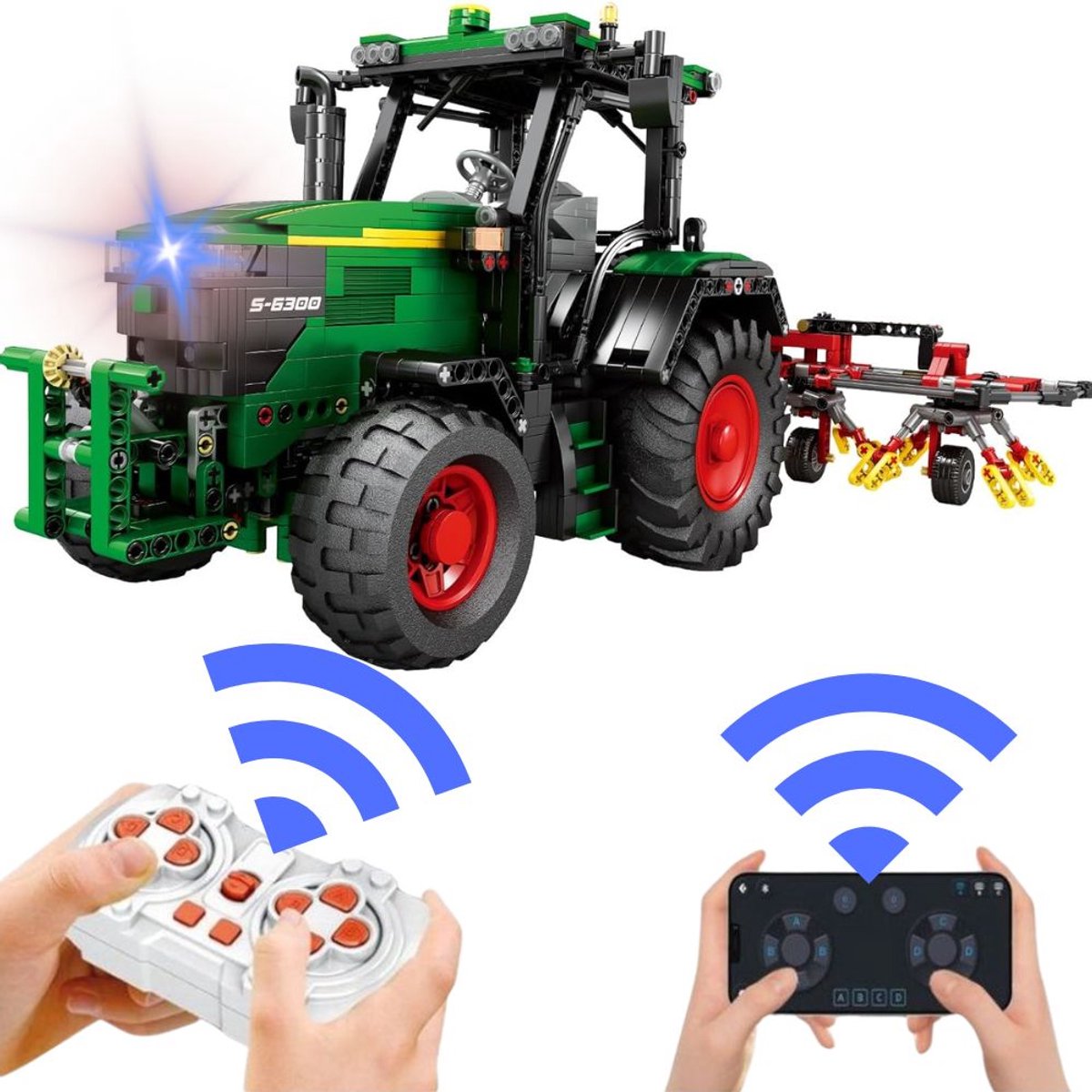 Reobrix 22015 Tractor RC auto bouwset | Technisch constructie modelbouw | Classic creator speelgoed bouwpakketten voor kinderen & volwassenen | Accu niet geschikt voor Lego technic | Bouwdoos met 1664 bloks