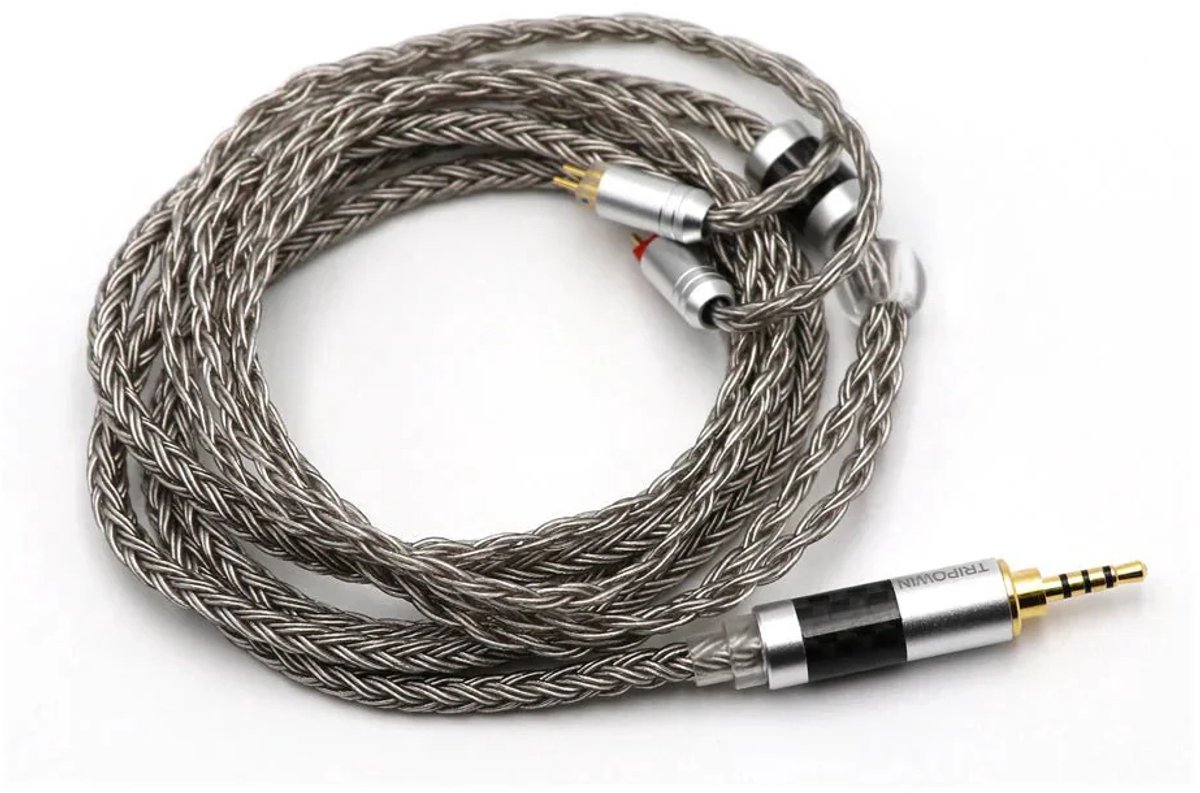 Tripowin Zonie - IEM Kabel - 3.5mm - 2 Pin - 1.25 Meter - 16 Kernen - Grijs
