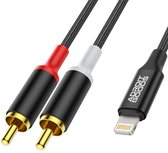 3-in-1 kabel Lightning/USB Type C/3,5 mm naar 2x RCA-Aux, 1,3 m, 2x RCA-cinch stereo voor iPhone, Samsung Galaxy, Huawei, voor auto en thuis