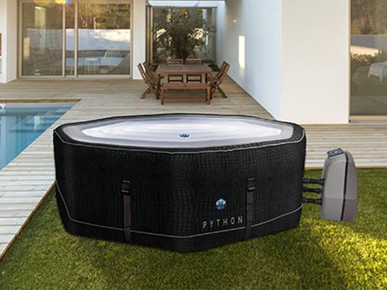 Opblaasbare Isotherme Spa Afdekking – Thermische Deksel voor Bubbelbad & Jacuzzi – Octagonale Warmte-isolatiehoes – Beschermt tegen Regen, Stof en Warmteverlies – Zilver & Rover – Ø 30 cm