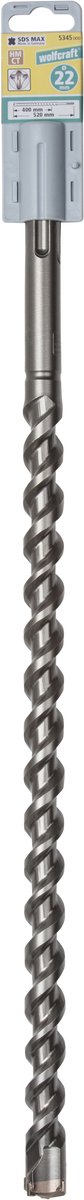 wolfcraft - Betonboor 22mm - SDS max - 520mm lang - Hardmetaal voor Beton boren - 5345000