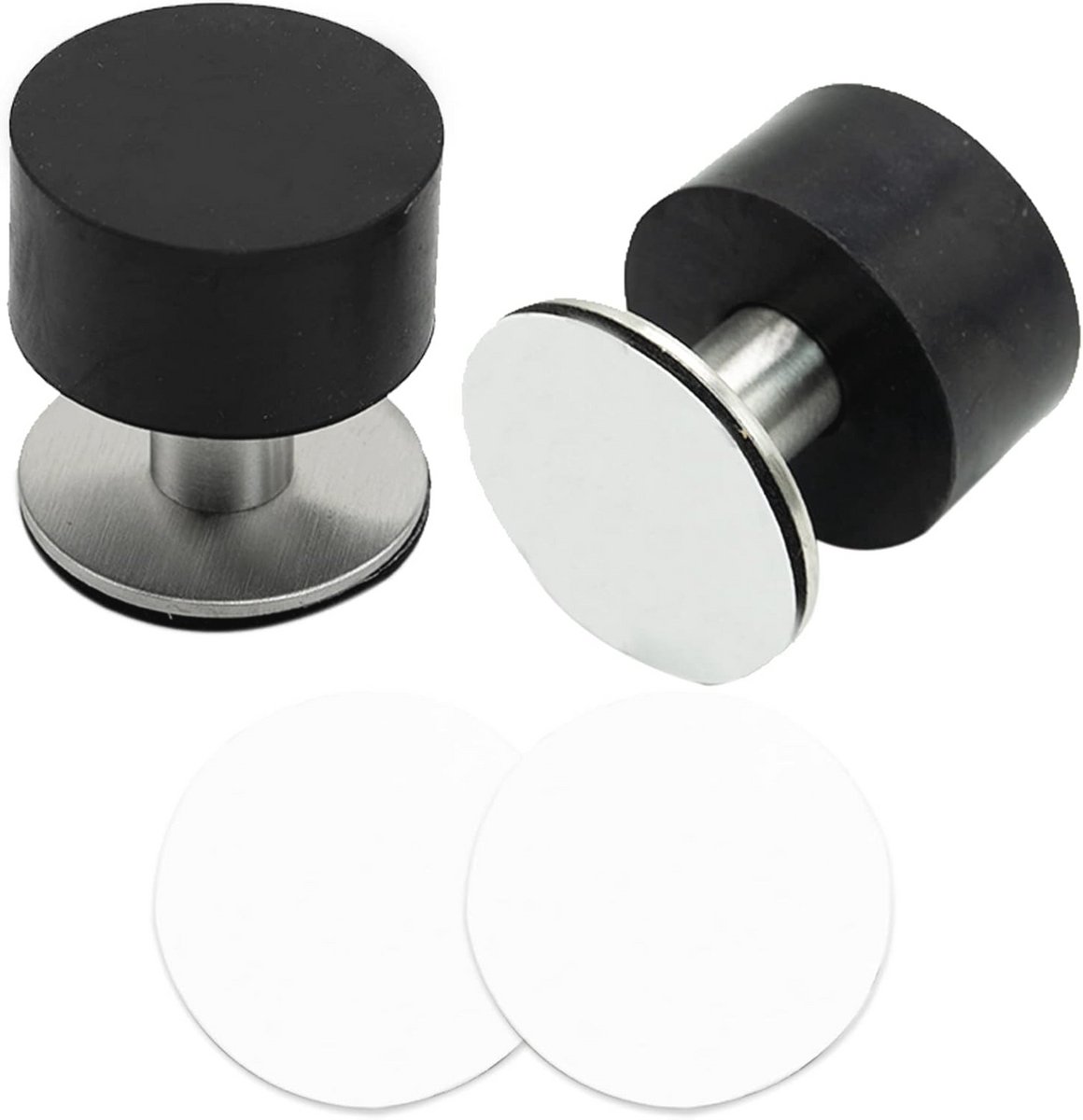 Zwarte Zelfklevende Rvs Deurstoppers met Sterke Hechting - 2 Stuks