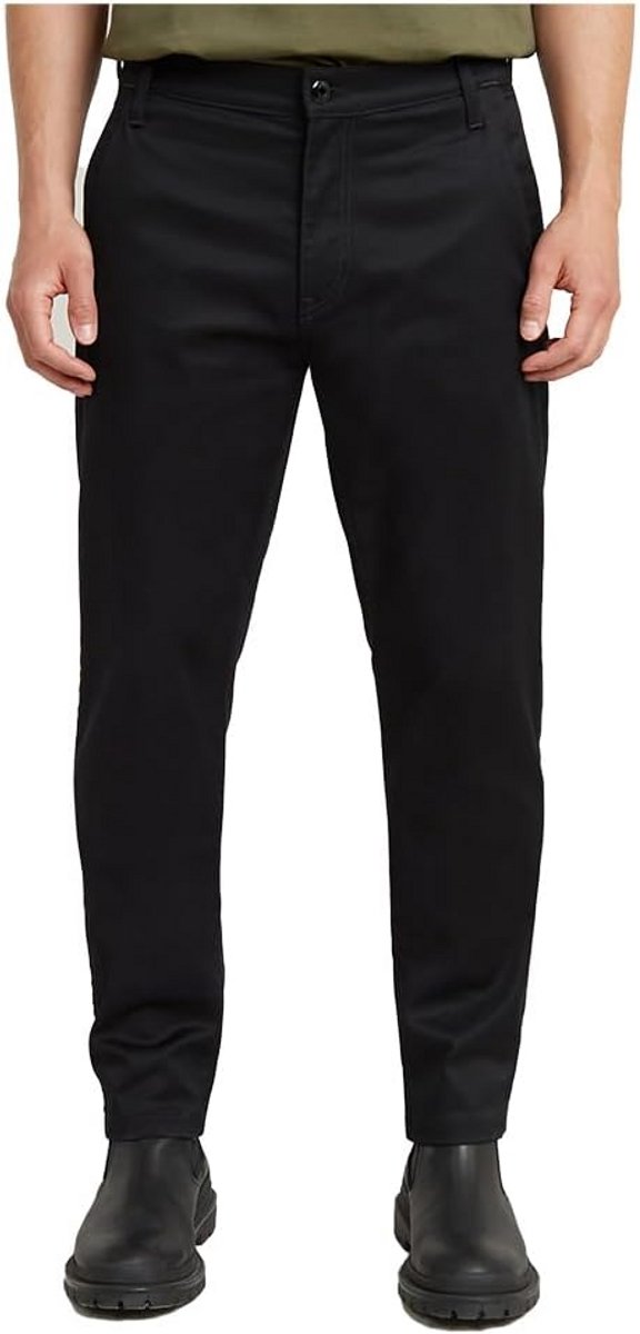 Heren Tapered Chino Broek Regular Fit met Schuin Aangenaaide Riemlussen