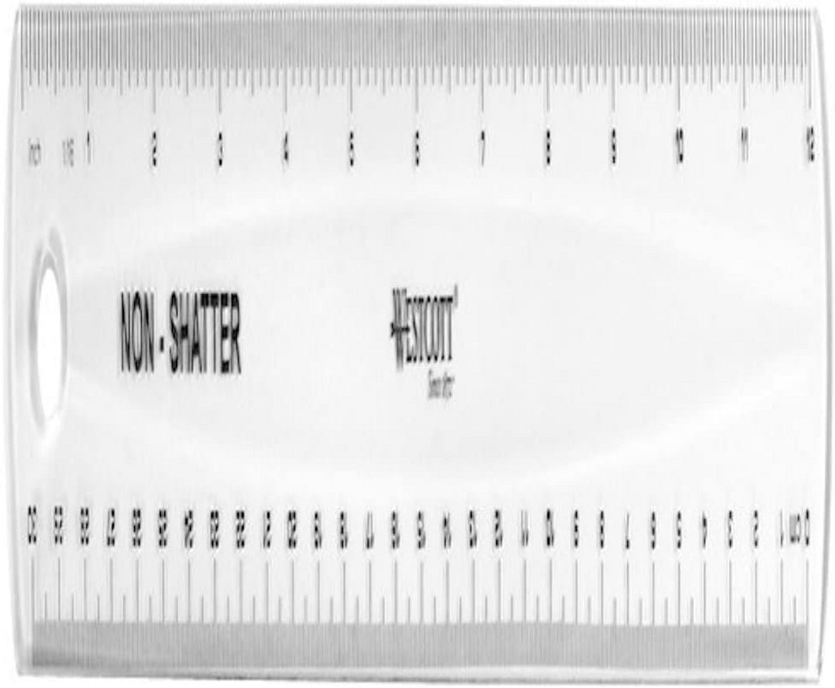 Westcott E-10120 00 Kunststof liniaal breukvast, cm en inch schaal, 30 cm