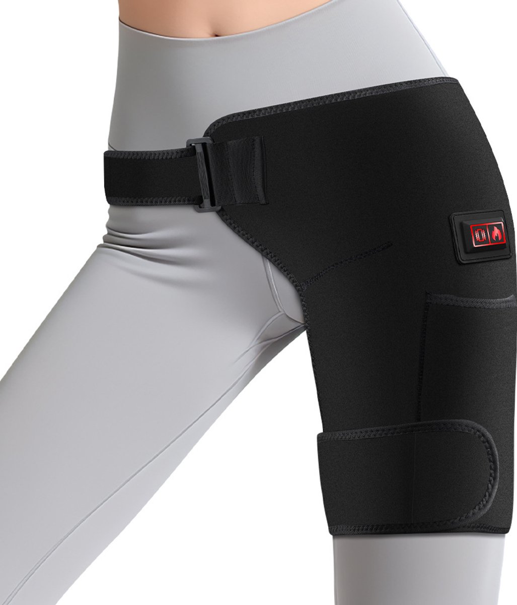 Draagbare Heupverwarmer – met vibratiefunctie en elektrische verwarmde wrap geschikt voor heup, dij en billen – met dubbele stroomopties – geschikt voor thuis, op kantoor en tijdens fitness