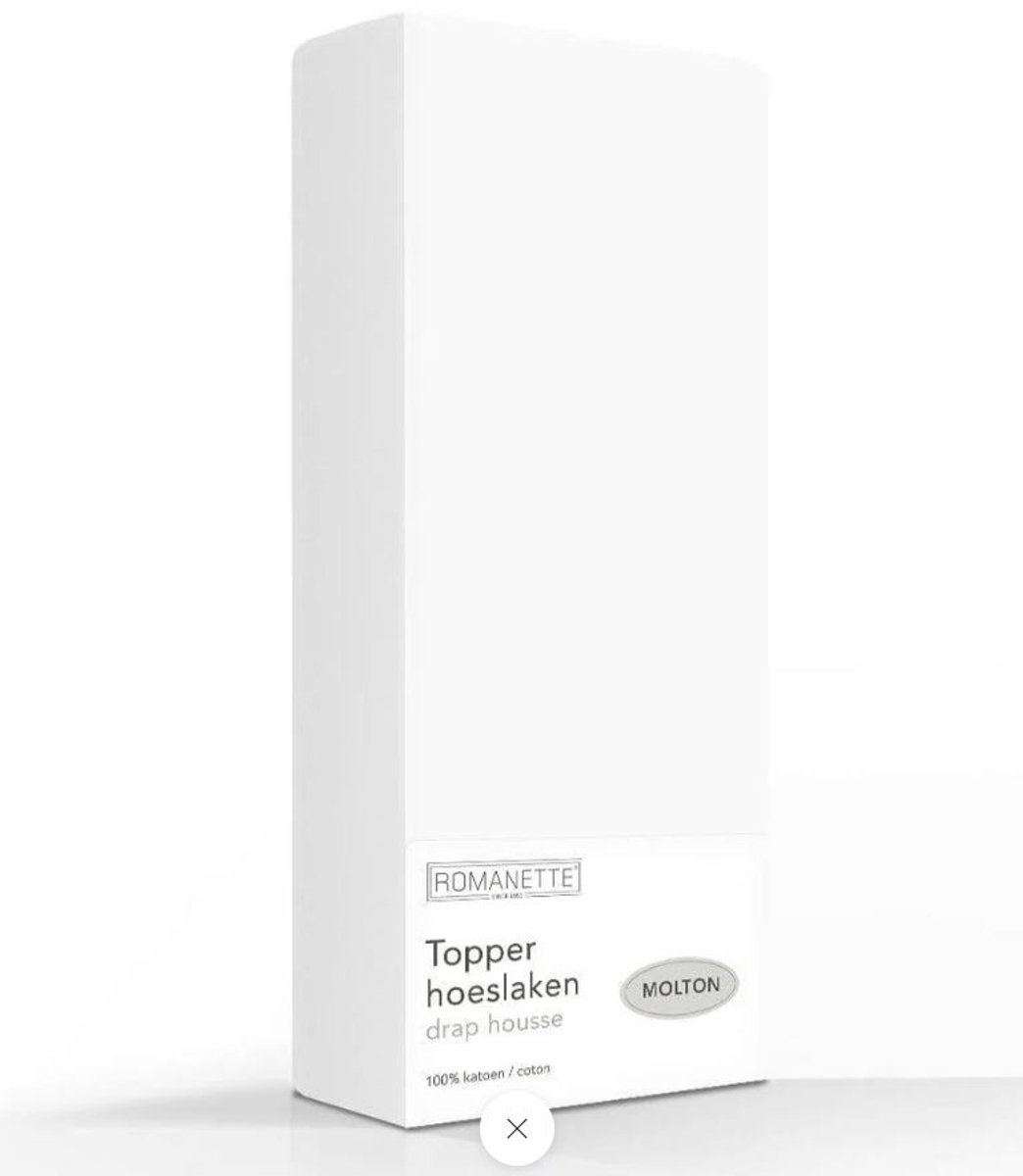 Romanette molton split-topper hoeslaken - Wit - Lits-jumeaux (180x210/220 cm)