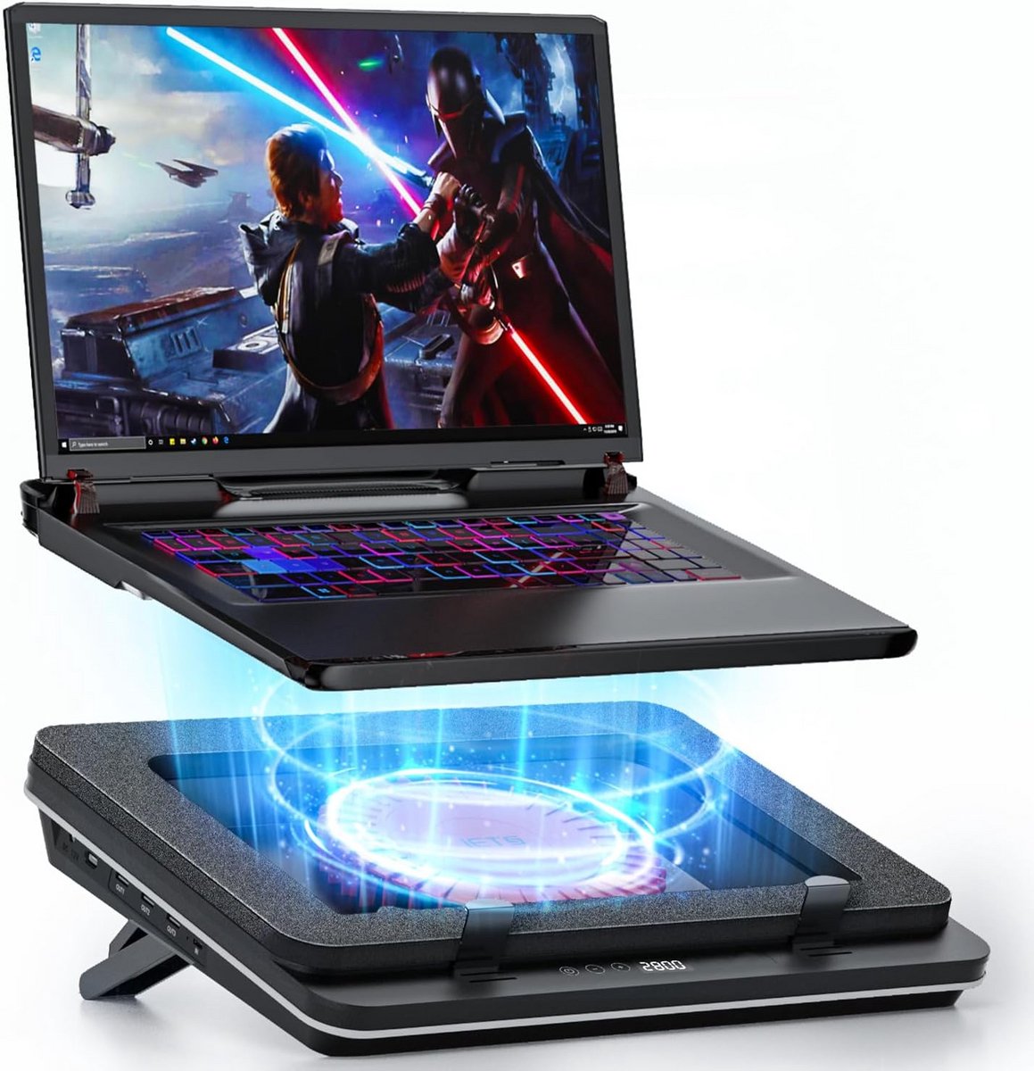 Laptopkoelpad met Turbo Ventilator voor Gaming Laptops - 14 tot 19,3 inch