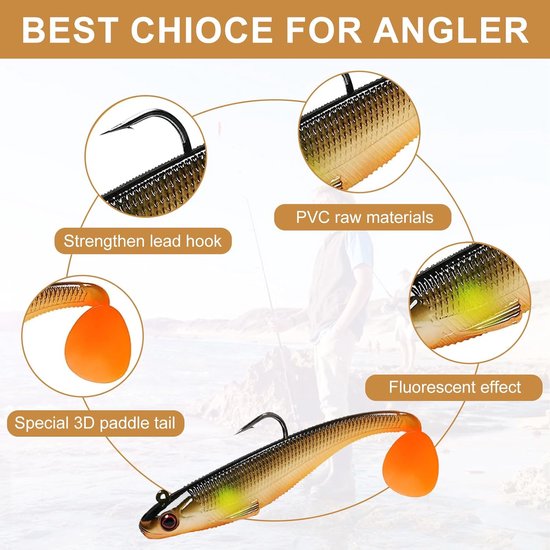 Vislokset - geschikt voor snoekbaars, zeebaars, forel en andere vissen - inclusief zwemmend kunstaas, jigging kunstaas en langzaam zinkend zoet- en zoutwater vissets - een geweldig viscadeau voor mannen. — afbeelding 3