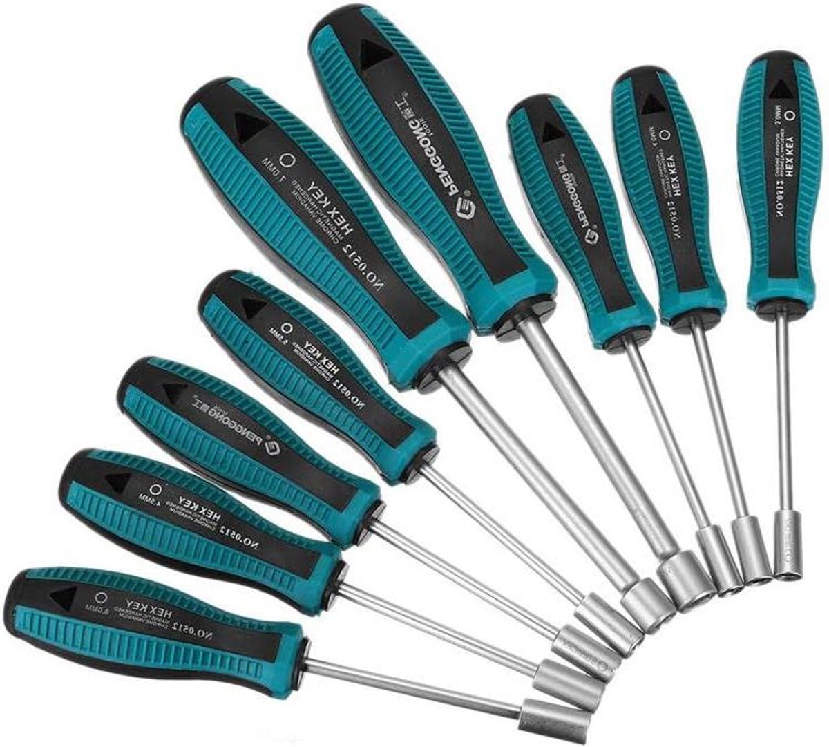 Dopsleutel Schroevendraaier Set - Sleutelsleutel Metalen Tip - Nutdriver Hand Tool - Niet-Magnetische 3-8mm - Hex Moer Sleutels .