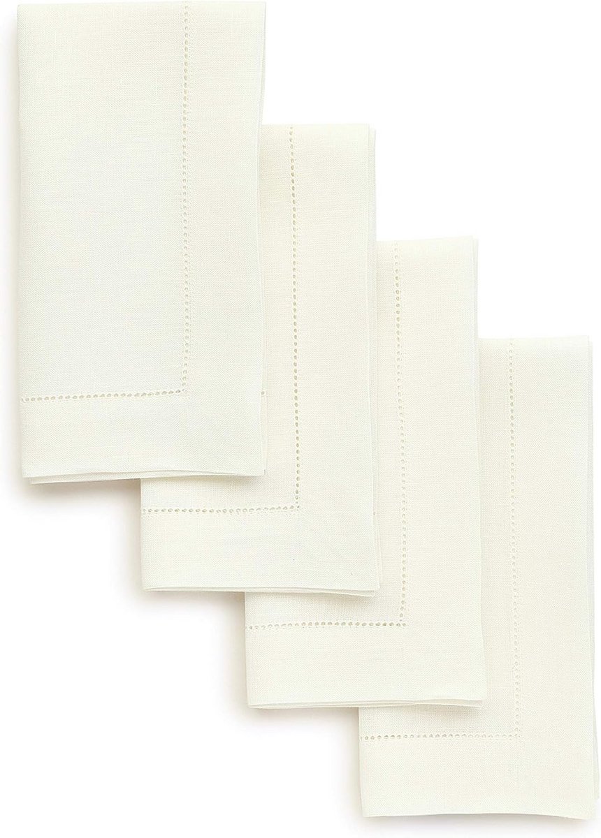 Linnen Servetten Ivory 50x50 cm Set van 4 - 100% Puur Linnen Tafeltextiel