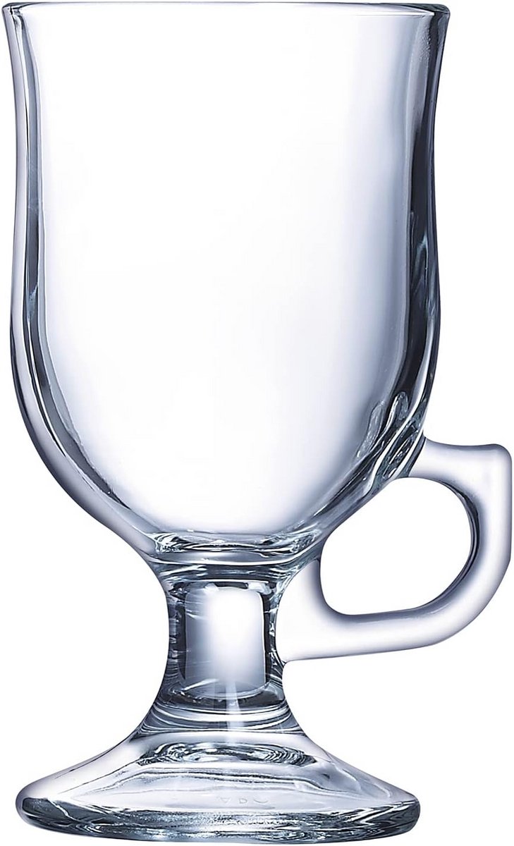 Irish Coffee Koffieglazen Set van 6 - 240 ml Transparant Glas met Handvat