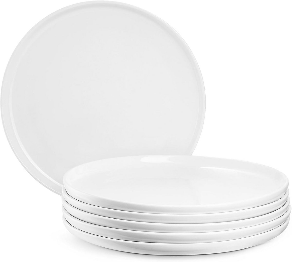 Set van 6 Witte Keramische Diner Borden - Geschikt voor Magnetron en Oven