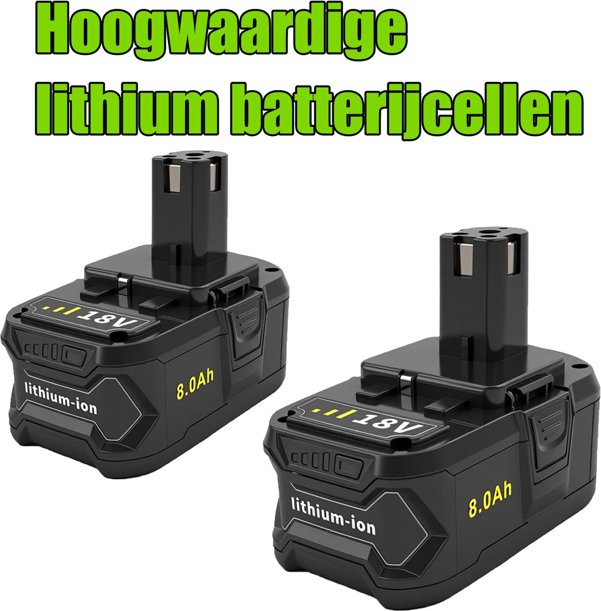 Lithium-ion battery -2X 18v battery - for power tools - 8Ah, Compatibel met draadloze hulpmiddelen 18V