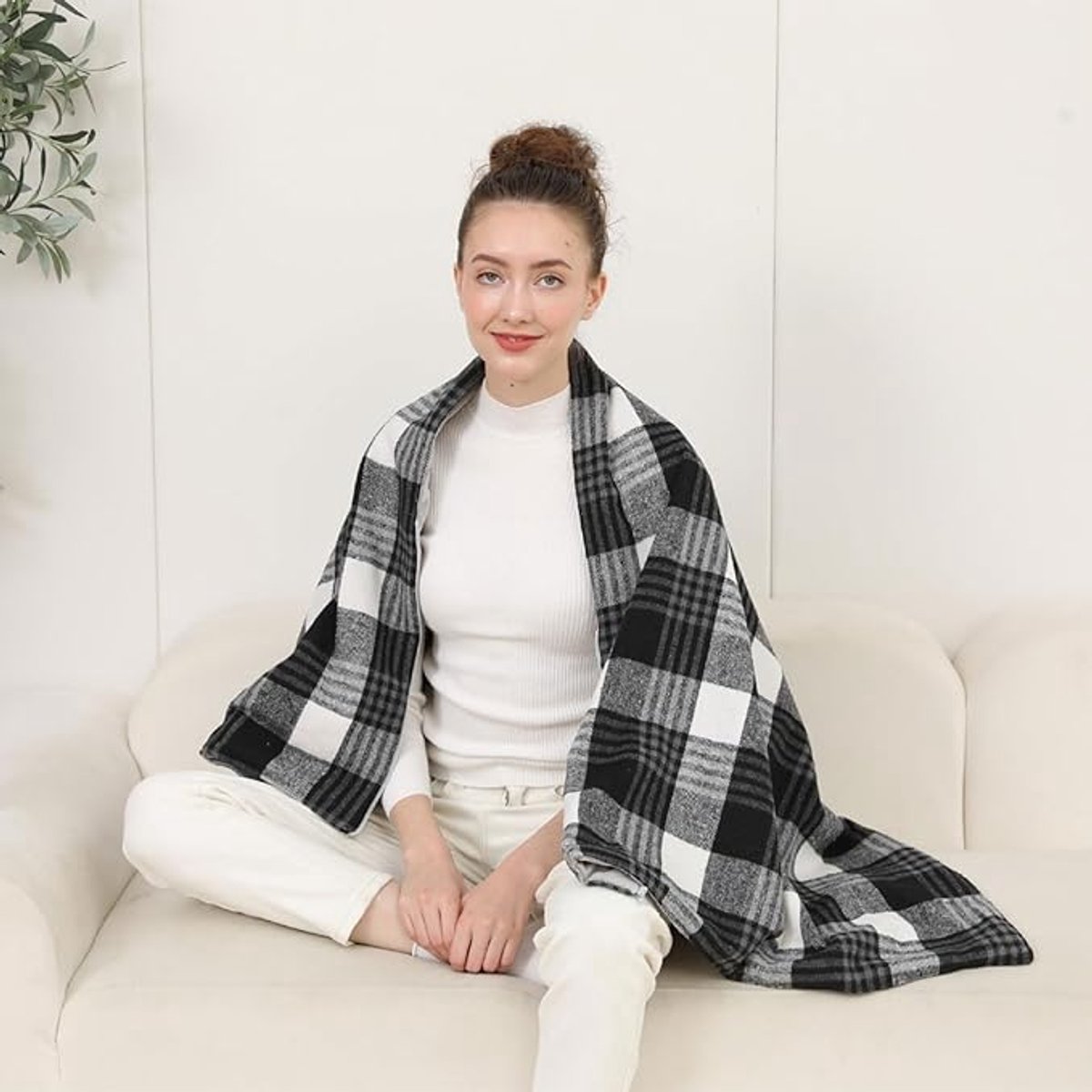 USB-verwarmde elektrische deken - Warmtekussen Nek - warmtedeken - Elektrische verwarmde sjaal - Elektrische Deken en Poncho - 3 Warmteniveaus - Dames en Heren - 143 x 72 cm – foto 4