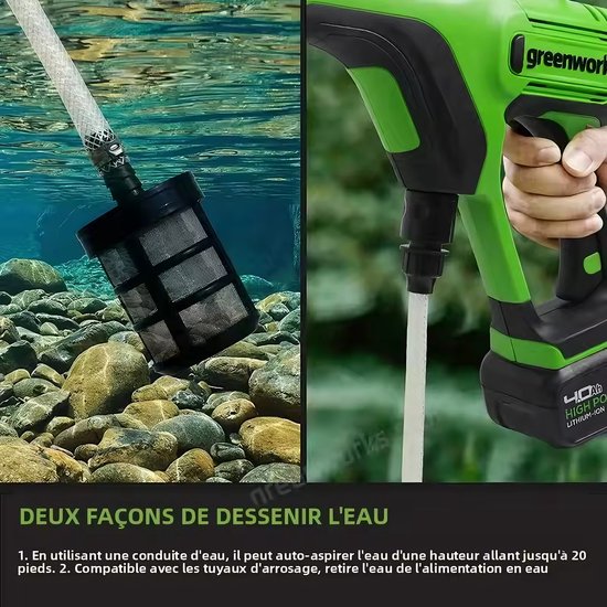 Greenworks Hogedrukreiniger - 24V 400W draagbare hogedrukreinigers - autoreiniger met 1*4000mAh accus - 5 m slang,voor auto's van Merkloos	 — afbeelding 5