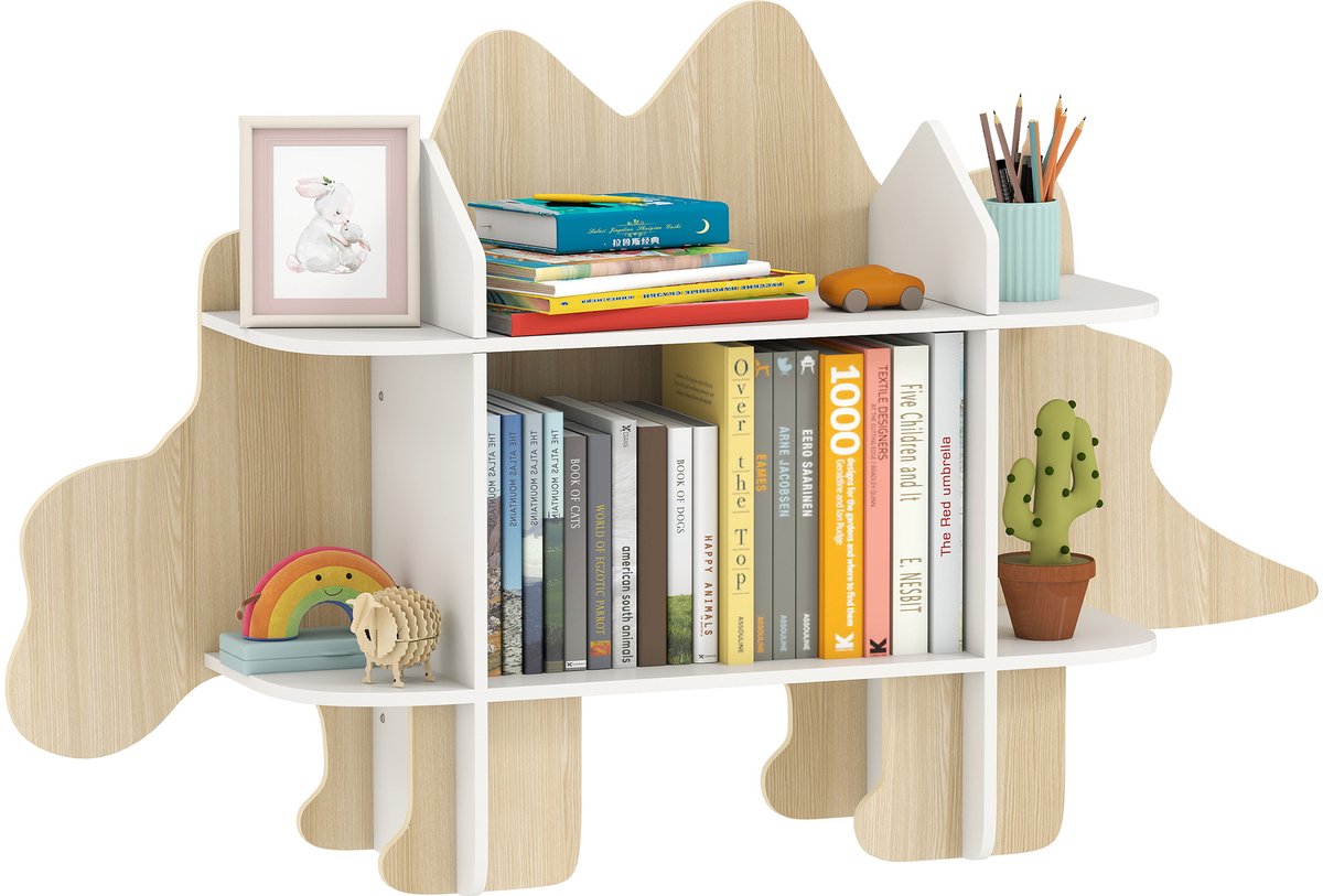 AIYAPLAY - Kinderboekenkast - MDF - 120x28x72,2 cm - Natuurlijk hout