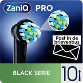 ZaniQ – Pro Black Serie – Opzetborstels 10 stuks– Zwart -Compatibel met handvatten waarop Oral-B Cross Action opzetborstels passen- Brievenbusverpakking