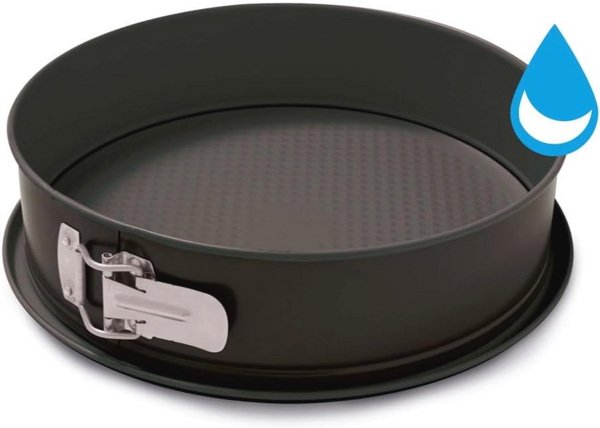 Taartvorm 28 cm met Dubbele Antiaanbaklaag - Druppelvrij Staal Zwart