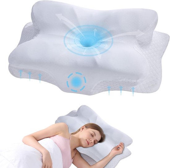 SoftNature Hoofdkussen – Traagschuim – Ergonomisch – Memory Foam – Natuurlijk Zacht Comfort – Geschikt voor Rug-, Zij- en Buikslapers (60 x 40 cm