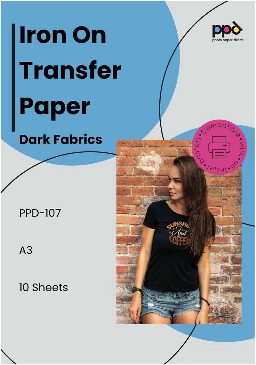 A3 Inkjet Transferpapier voor Donker Textiel - 10 Vellen T-shirt Transferfolie