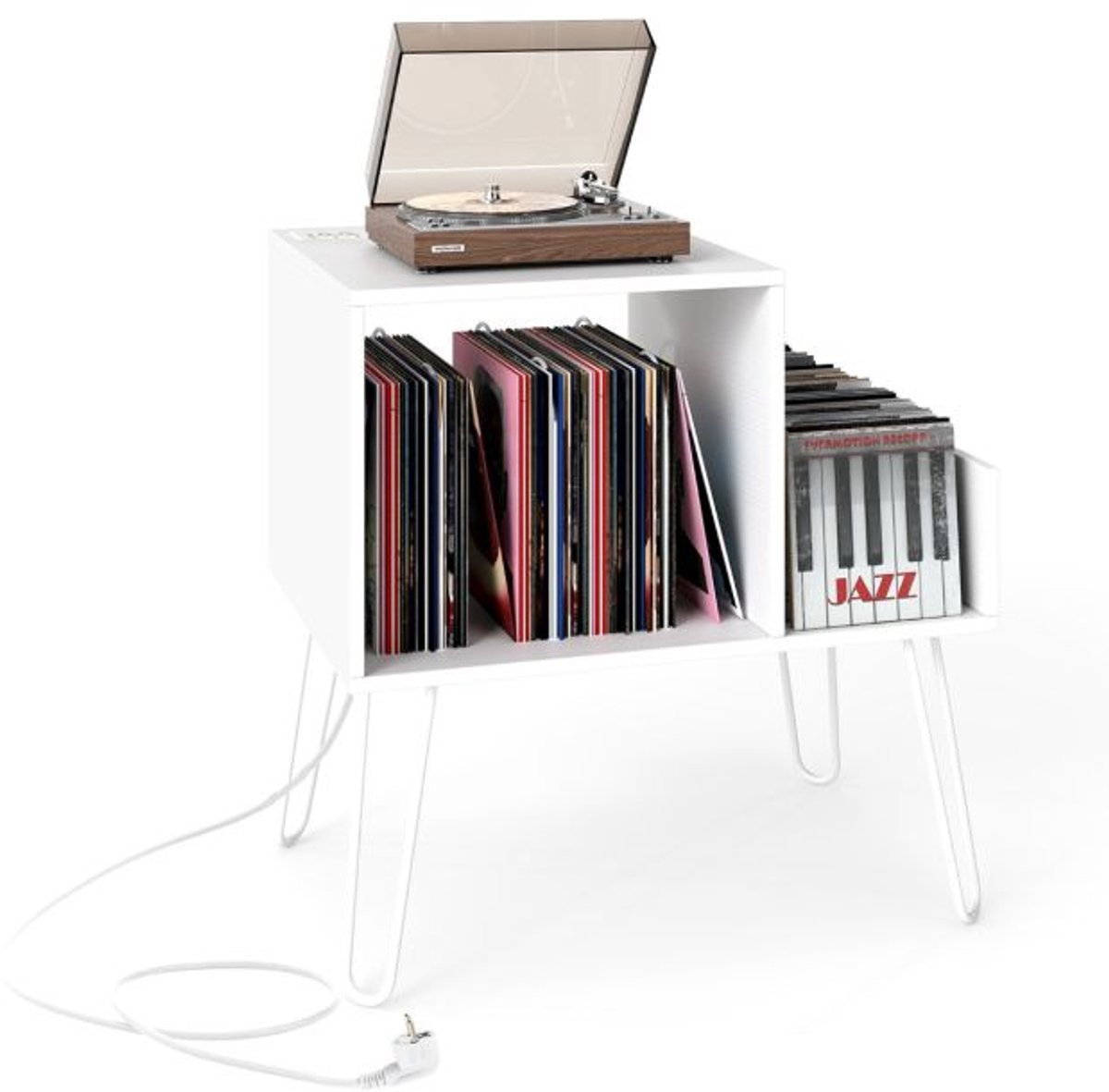 Platenspelermeubel - LP-kast - Platenspelerkast - Draaitafelstandaard - Platenspelerstandaard - Vintage Displayplank - Wit