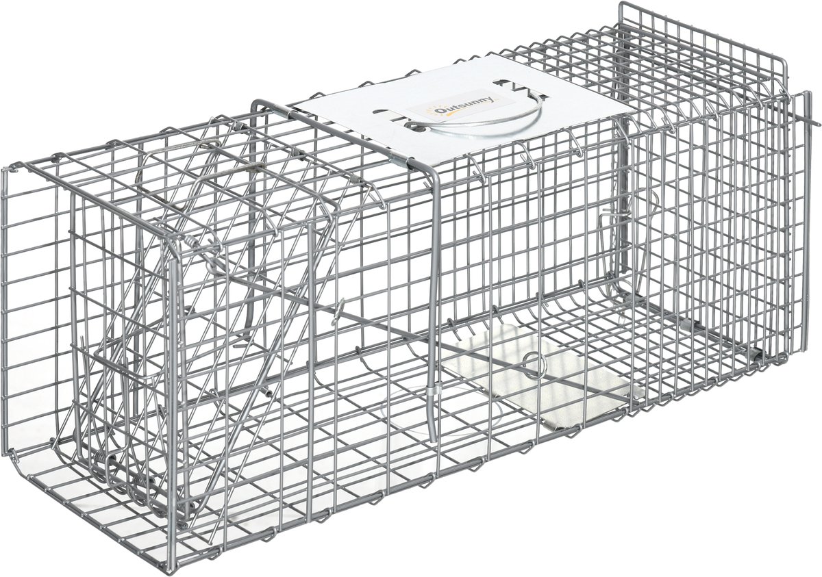 Outsunny Dierenval - Staal - 66x24x30,5cm - Zilver