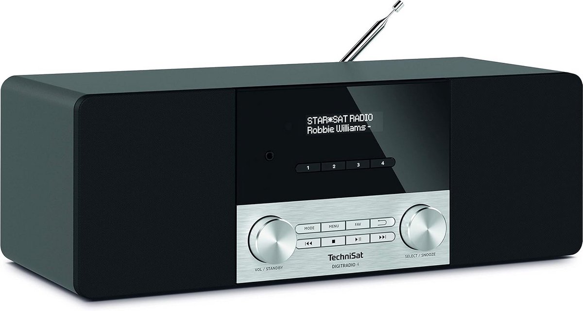 Digitale DAB Stereo Radio met Bluetooth, Hoofdtelefoonaansluiting en Wekkerfunctie - Zwart