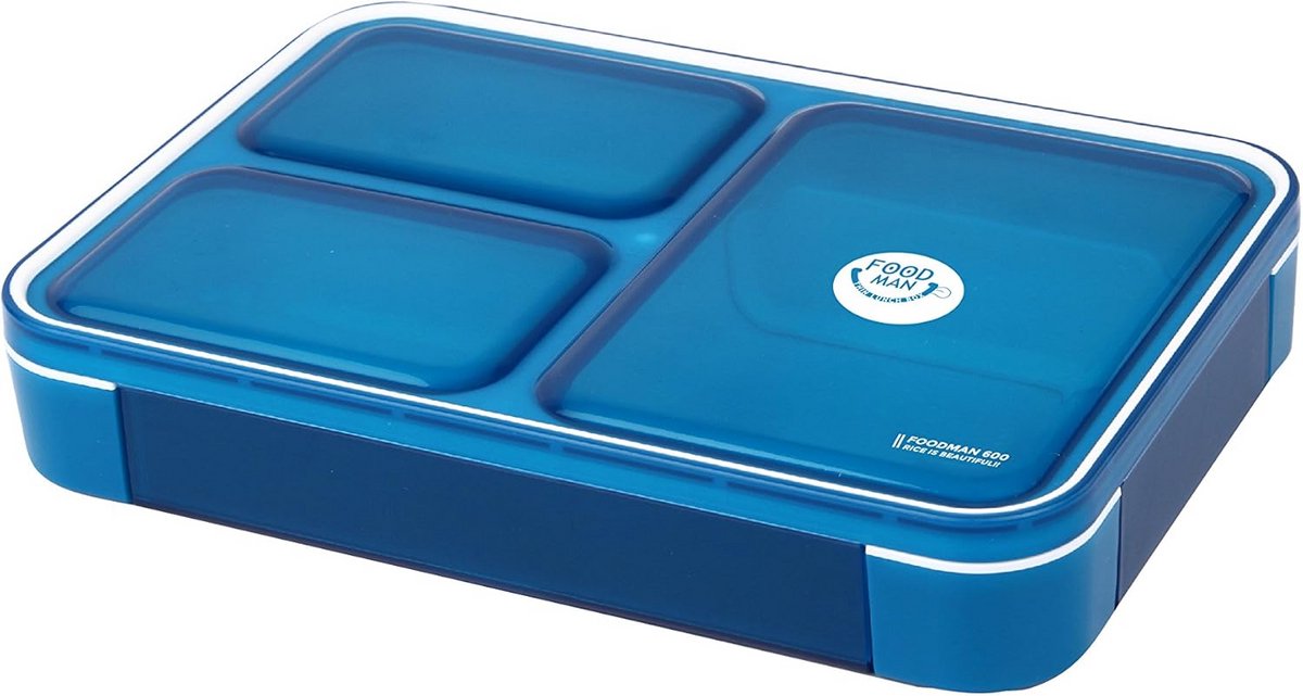 Luchtdichte lunchtrommel met plat deksel, 600ml, blauw